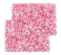 U'Artlines Pannelli da parete con fiori artificiali, 61 x 40 cm, in seta 3D, motivo ortensia, pannello floreale per sfondo fotografico, decorazione per casa, feste, matrimoni (2 pezzi, rosa)