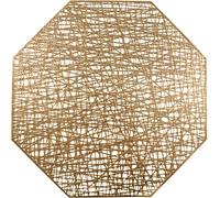 U'Artlines Set di 6 Tovagliette Ottagonali in Vinile Antiscivolo Isolamento Termico da Cucina Oro