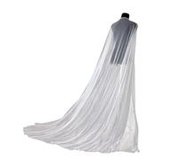 UATULT Abito da sposa semplice da donna in tulle con spalle e velo da sposa per la cerimonia nuziale, bianco, taglia unica