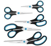 Uaugulft Forbici, Lame in Acciaio Inossidabile, Impugnatura Morbida, Forbici Multiuso, Blu e nero, Set da 5 Pezzi