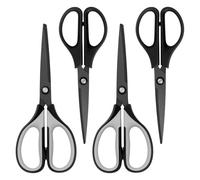 Uaugulft Forbici professionali multiuso in acciaio inox con lame rivestite in titanio, impugnatura morbida, grigio nero/tutto nero, set da 4 pezzi
