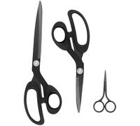 Uaugulft Set di 3 forbici da sartoria (8 pollici e 10 pollici) con lame rivestite in titanio e impugnatura comoda, forbici da cucito in acciaio inox e piccole cesoie per cicogne, colore nero