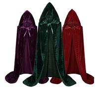 UAZIHEEY Adults Mary Sanderson Hooded Cloak Cape Sisters Halloween Cosplay Costume Velvet Robe,Red,Large
