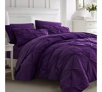 Ubauba Set copripiumino per letto queen size, 7 pezzi, per letto queen size, nervature, in una borsa, per tutte le stagioni, set di biancheria da letto con trapunte, lenzuola, federe e federe (viola,