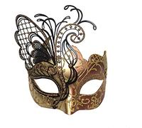 Ubauta Maschera da donna veneziana in metallo con strass in oro rosa farfalla per feste in maschera/mardi gras/palla in costume sexy/matrimonio