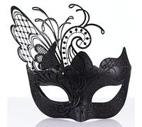 Ubauta Maschera in maschera da donna per feste in costume: argento bianco farfalla maschere in metallo Mardi Gras Halloween palla per adulti veneziana coppia accessori decorazione da parete matrimonio