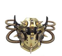 Ubauta Maschera in pelle steampunk, per cosplay, punk, con rivetto, maschera in maschera, colore: oro