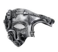 Ubauta Steampunk Metal Cyborg Mesh Maschera Veneziana, Maschera Argento Mascherata Per Halloween Costume Party/Fantasma Dell'opera/Mardi Gras Ball