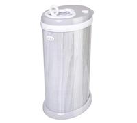 Ubbi 10029 Bidone per Pannolini Inodore in Acciaio, con Coperchio Scorrevole e Chiusura di Sicurezza, Grigio con Venature Simili al Legno - 2.35 kg