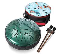 Ubblove Tamburo per lingua in acciaio, 11 note, 15,2 cm, strumenti a percussione con borsa per mazzuole, per meditazione, educazione musicale, concerti, feste, regali, colore: verde