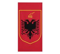 UBBVPKY Asciugamano Da Spiaggia In Microfibra Morbido Ad Asciugatura Rapida Per Piscina Bagno Leggero Da Viaggio Con Bandiera E Stemma Della Repubblica D'Albania Per Donne E Uomini 90×180Cm