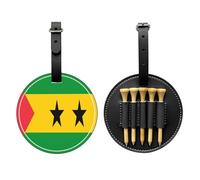 UBBVPKY Borsa Porta Tee da Golf Inclusi 5 Tee per Palline da Golf Bandiera Creativa di São Tomé E Príncipe Stampata per Donne Uomini Golfisti Mariti Fidanzati papà Regalo