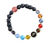 UBBVPKY Bracciale con 12 Costellazioni E Segni Zodiacali, per Uomo E Donna, In Pietra Vulcanica Naturale Da 8 Mm, Elastico, Regalo per Fidanzati E Fidanzate, Leone