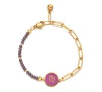 UBBVPKY Bracciale con 12 Costellazioni Zodiacali per Donna, Bracciale con Perline Di Cristallo E Oroscopo, Bracciale con Ciondolo per Coppie, Regolabile, A Catena, per L'Amicizia, Vergine