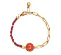 UBBVPKY Bracciale con 12 Costellazioni Zodiacali per Donna, Bracciale con Perline Di Cristallo E Oroscopo, Bracciale con Ciondolo per Coppie, Regolabile, A Catena, per L'Amicizia, Gemelli