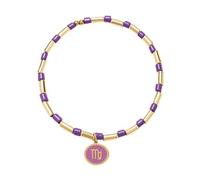 UBBVPKY Bracciale con 12 Costellazioni Zodiacali per Donna, Bracciale Smaltato con Gocce D'Olio, Ciondolo per Coppia, Braccialetto Elastico Dell'Amicizia, Vergine