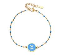 UBBVPKY Bracciale con 12 Costellazioni Zodiacali per Donna, Oroscopo, Astrologia, Moda, Goccia D'Olio, Ciondolo per Coppie, Braccialetto Regolabile con Catena Dell'Amicizia, Acquario