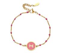 UBBVPKY Bracciale con 12 Costellazioni Zodiacali per Donna, Oroscopo, Astrologia, Moda, Goccia D'Olio, Ciondolo per Coppie, Regolabile, Braccialetto A Catena Dell'Amicizia Pisc