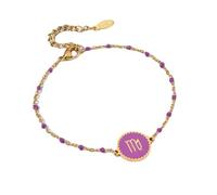 UBBVPKY Bracciale con 12 Costellazioni Zodiacali per Donna, Oroscopo, Astrologia, Moda, Goccia D'Olio, Ciondolo per Coppie, Braccialetto Regolabile con Catena Dell'Amicizia, Vergine