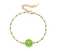UBBVPKY Bracciale con 12 Costellazioni Zodiacali per Donna, Oroscopo, Astrologia, Moda, Goccia D'Olio, Ciondolo per Coppie, Regolabile, Catena Dell'Amicizia, Ari