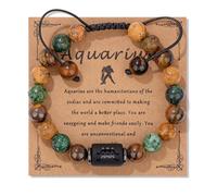 UBBVPKY Bracciale con Costellazione Del Segno Zodiacale Braccialetto Elastico Personalizzato con Perline Di Pietre Turchesi Occhio Di Tigre Regalo Di Compleanno Per Uomo E Donna Acquario