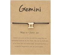 UBBVPKY Bracciale Da Uomo E Da Donna con 12 Costellazioni, Fatto A Mano, In Corda Nera Regolabile, con Simboli Zodiacali, Astrologia, Oroscopo, Gioielli, Regali, Unisex, Bracciale Gemelli