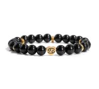 UBBVPKY Bracciale Elastico con Ciondolo A Forma Di Cuore In Ossidiana Da 8 Mm, con 12 Costellazioni Dello Zodiaco, per Donne E Uomini, Regalo Di Gioielli per Oroscopo E Astrologia, Cancro