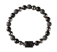 UBBVPKY Bracciale Elastico con Perline In Ossidiana Vulcanica E Calcoli Biliari Neri, per Donne E Uomini, con Le 12 Costellazioni Dello Zodiaco, Regalo per Capricorno