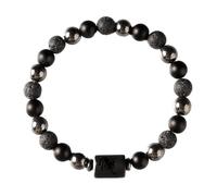 UBBVPKY Bracciale Elastico con Perline In Ossidiana Vulcanica E Calcoli Biliari Neri, per Donne E Uomini, con Le 12 Costellazioni Dello Zodiaco, Regalo per Astrologia, Leone