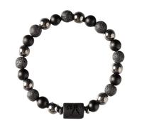 UBBVPKY Bracciale Elastico con Perline In Ossidiana Vulcanica E Calcoli Biliari Neri, per Donne E Uomini, con Le 12 Costellazioni Dello Zodiaco, Regalo per Astrologia, Bilancia