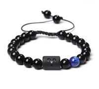 UBBVPKY Braccialetto Spirituale Dei Segni Zodiacali Braccialetti Elastici con Ciondoli in Pietra Naturale con Dodici Costellazioni Di Perline Fatti A Mano Braccialetto Regalo Di Per Donne Uomini Ari