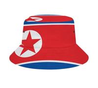 UBBVPKY Cappello A Secchiello Unisex Cappello Estivo da Pesca in Cotone con Stampa della Bandiera della Corea del Nord Protezione UV Leggero Ideale per Uomo E Donna Che Fa Escursionismo