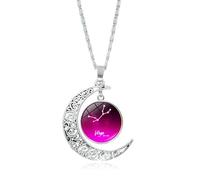 UBBVPKY Collana Con Ciondolo A Costellazione Da Donna Con Luna Cava - Collana Con Zodiaco Da Uomo Oroscopo Astrologia Gioielli Regali Per Coppia Unisex Vergine