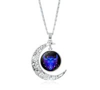UBBVPKY Collana Con Ciondolo A Dodici Costellazioni Per Uomo E Donna Alla Moda Con Luna Cava Segno Zodiacale Collana Con Ciondolo Astrologico Per Compleanno Regalo Per Il Toro