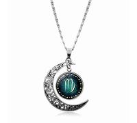 UBBVPKY Collana Con Ciondolo A Dodici Costellazioni Per Uomo E Donna Collana Con Ciondolo A Forma Di Luna Cava Segno Zodiacale Regalo Di Compleanno Per Astrologia Vergine
