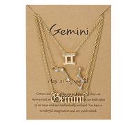 UBBVPKY Collana Con Ciondolo A Forma Di Costellazione In Oroscopo Segno Zodiacale Di Nascita In Argento Sterling 925 Con Diamanti Set Da 3 Pezzi Per Donne E Uomini Regalo Di Compleanno Per Bambini