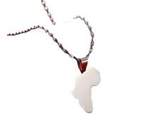 UBBVPKY Collana Con Ciondolo Africa Fashion - Modello Mappa Novità Catena Clavicola Con Ciondolo Catena Regolabile Gioielli Patriottici Per Uomo Donna Bianco 50Cm