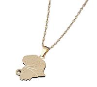 UBBVPKY Collana Con Ciondolo Africa Fashion - Modello Mappa Novità Catena Clavicola Con Ciondolo Catena Regolabile Gioielli Patriottici Per Uomo Donna Giallo-C 60Cm