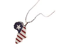 UBBVPKY Collana Con Ciondolo Africa Fashion - Novità Motivo Liscio Ciondolo Catena Clavicola Catena Regolabile Gioiello Patriottico Per Donne Ragazza Uomo Bianco-A 50Cm