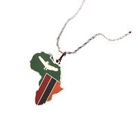 UBBVPKY Collana Con Ciondolo Africa Fashion - Novità Motivo Liscio Ciondolo Catena Clavicola Catena Regolabile Gioiello Patriottico Per Donne Ragazza Uomo Bianco-B 50Cm