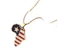 UBBVPKY Collana Con Ciondolo Africa Fashion - Novità Motivo Liscio Ciondolo Catena Clavicola Catena Regolabile Gioiello Patriottico Per Donne Ragazza Uomo Giallo-A 50Cm