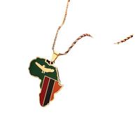 UBBVPKY Collana Con Ciondolo Africa Fashion - Novità Motivo Liscio Ciondolo Catena Clavicola Catena Regolabile Gioiello Patriottico Per Donne Ragazza Uomo Giallo-B 60Cm