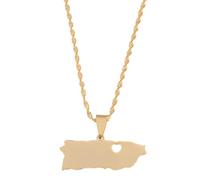 UBBVPKY Collana Con Ciondolo Alla Moda Portorico - Novità Con Motivo Liscio E Ciondolo A Catena Per Clavicola Catena Regolabile Gioielli Patriottici Per Donne Ragazze Uomini Giallo-A 60Cm