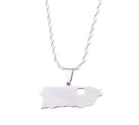 UBBVPKY Collana Con Ciondolo Alla Moda Portorico - Novità Motivo Liscio Ciondolo Catena Clavicola Catena Regolabile Gioielli Patriottici Per Donne Ragazza Uomo Bianco-A 60Cm
