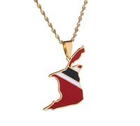 UBBVPKY Collana Con Ciondolo Alla Moda Trinidad E Tobago - Catena Per Clavicola Con Ciondolo A Motivo Liscio Catena Regolabile Gioielli Patriottici Per Donne Ragazze Uomini Giallo 60Cm