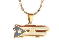 UBBVPKY Collana Con Ciondolo Bandiera Porto Rico Mappa Collane Con Ciondolo Gioielli Regalo Per Relazioni A Lunga Distanza Per Donne Ragazze Uomini Collana Con Ciondolo Bandiera Colorata Giallo 50Cm