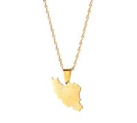 UBBVPKY Collana Con Ciondolo Con Mappa E Bandiera Del Sudan Del Sud Da Donna E Da Uomo Catena Per Clavicola Stile Etnico Collana Con Maglione Unico Accessori Per Gioielli Giallo 50Cm