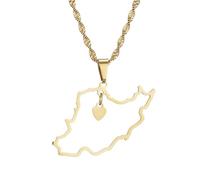 UBBVPKY Collana Con Ciondolo Con Mappa E Bandiera Dell'Iran Da Donna E Uomo Catena Con Clavicola Stile Etnico Collana Con Maglione Unico Accessori Per Gioielli Giallo-A 50Cm