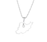 UBBVPKY Collana Con Ciondolo Con Mappa E Bandiera Dell'Iran Da Donna E Uomo Catena Con Clavicola Stile Etnico Collana Con Maglione Unico Accessori Per Gioielli Bianco 60Cm