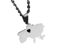 UBBVPKY Collana Con Ciondolo Con Mappa E Bandiera Dell'Ucraina Da Donna E Da Uomo Catena Per Clavicola Stile Etnico Collana Con Maglione Unico Accessori Per Gioielli Bianco-B 50Cm